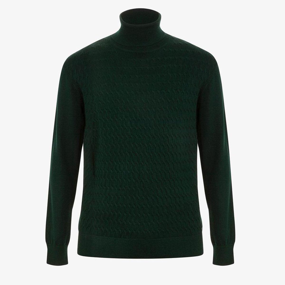 Maglia Uomo A Collo Alto Slim Fit, Maniche Lunghe, Pullover In Tinta Unita, Tessuto Morbido Elastico, Taglia L (42) Modello Indossata