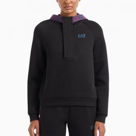 Felpa Emporio Armani EA7 Con Cappuccio Dynamic Athlete In Tessuto Tecnico Natural Ventus7 da donna rif. 6DTM38 TJUXZ