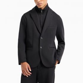 Blazer Giacca Armani Exchange Monopetto In Cotone Stretch Con Pettorina Con Zip da uomo rif. 6DZGHF ZJZGZ