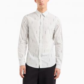 Camicia Armani Exchange Slim Fit In Cotone Con Lavorazione Jacquard Logo da uomo rif. 6DZC06 ZN5DZ