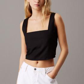 Canotta Top Calvin Klein Jeans In Morbido Twill Di Cotone E Lino da donna rif. J20J225347