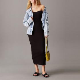Abito Vestito Calvin Klein Jeans Senza Spalline in Cotone a Costine da donna rif. J20J225263