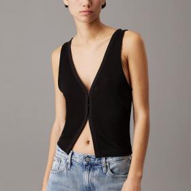 Cardigan Calvin Klein Jeans Smanicato In Maglia Morbida Con Ganci E Occhielli da donna rif. J20J225316