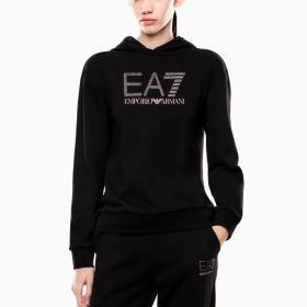 Felpa Emporio Armani EA7 Con Cappuccio Logo Series con Strass da donna rif. 7W000537 AF15831