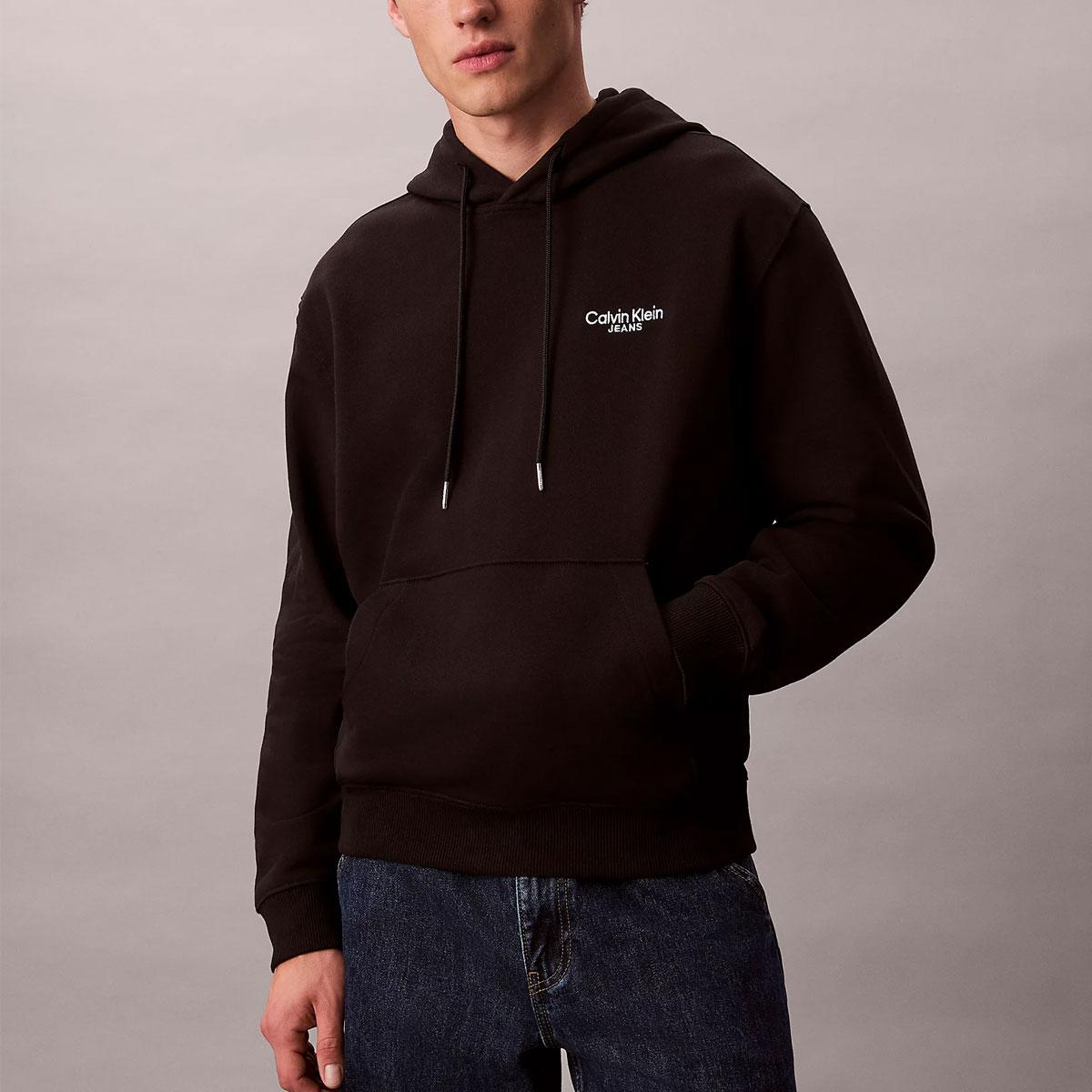 Felpa Calvin Klein con cappuccio in spugna di cotone con logo da uomo rif. LV04RD002G