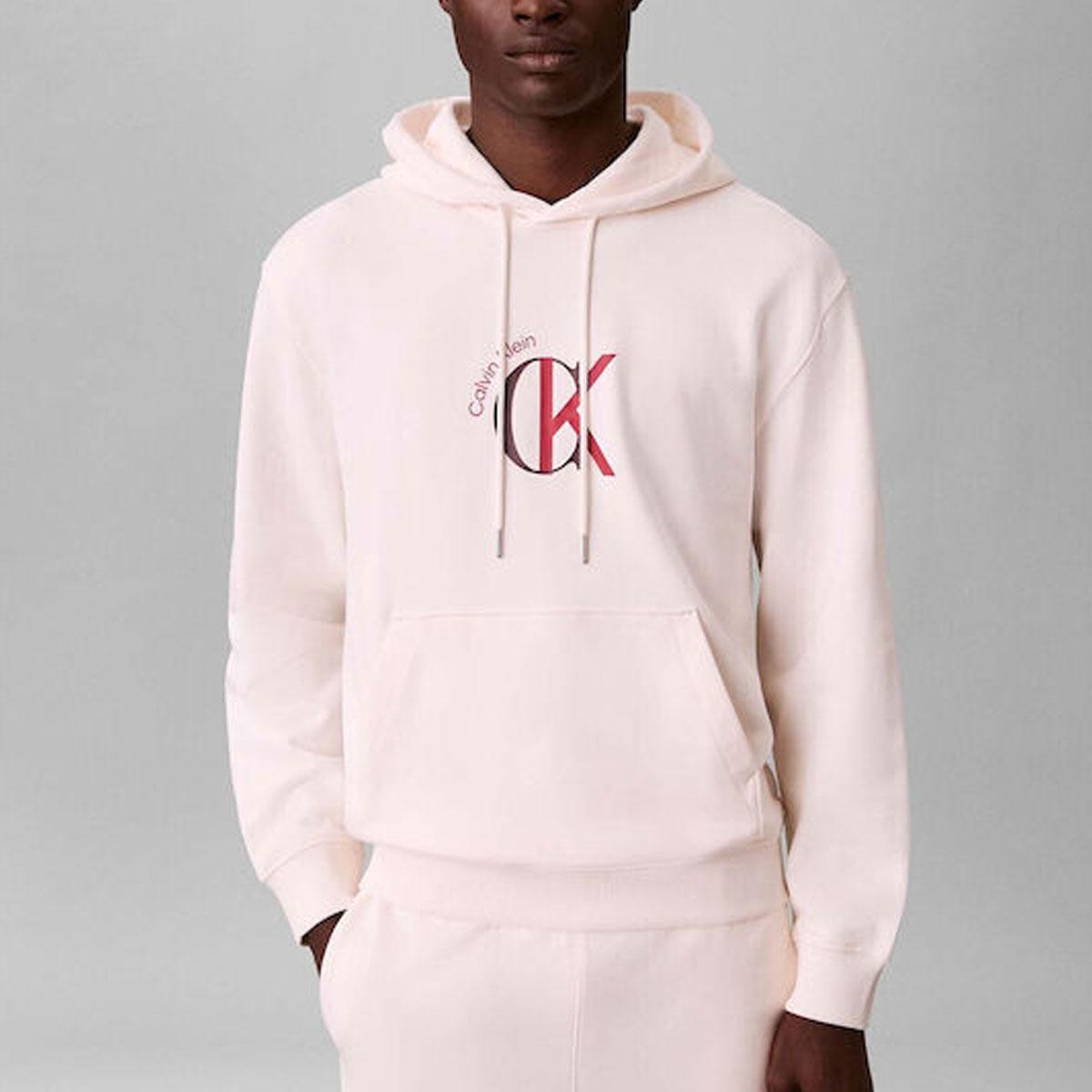 Felpa Calvin Klein con cappuccio in spugna di cotone con logo da uomo rif. LV04RE255G