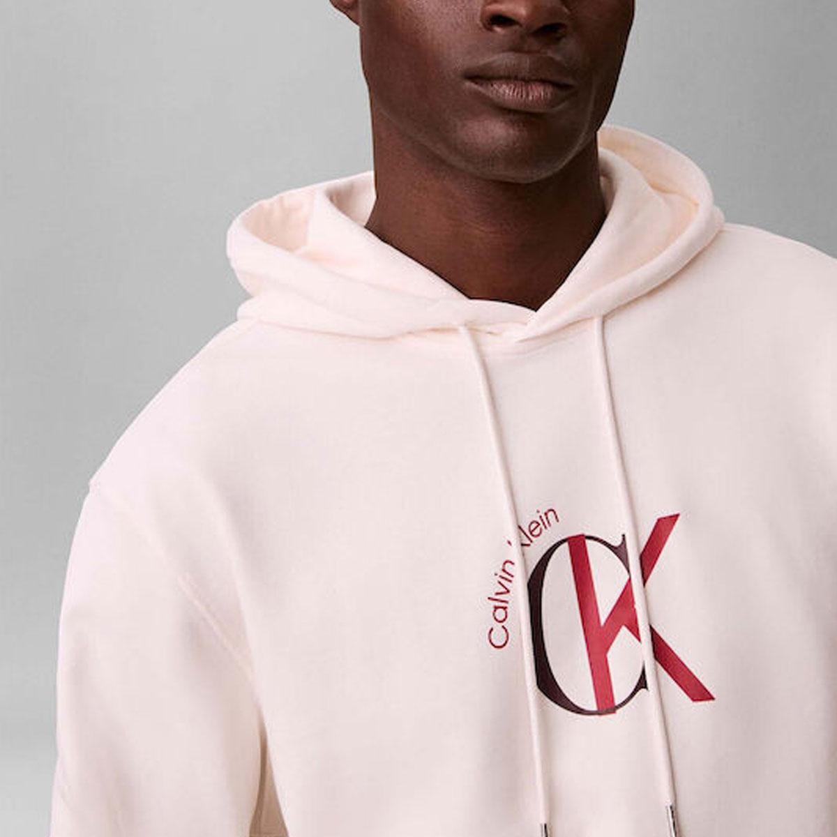 Felpa Calvin Klein con cappuccio in spugna di cotone con logo da uomo rif. LV04RE255G
