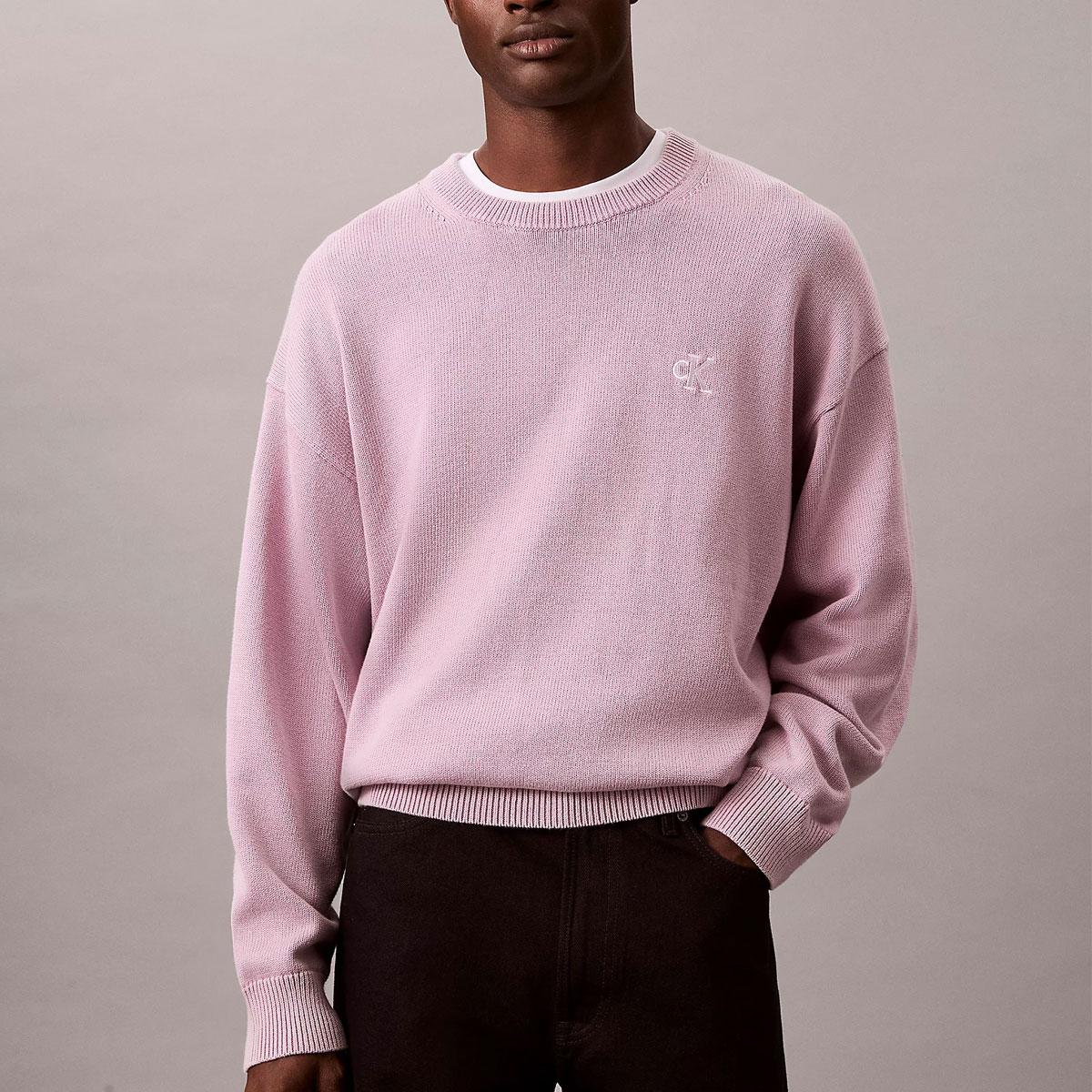 Maglia Calvin Klein Maglione in taglio relaxed in cotone con monogramma da uomo rif. LV04RE300G