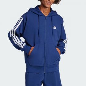 Felpa Adidas Con Cappuccio Essentials French Terry 3-Stripes Full-Zip da uomo rif. JE6341