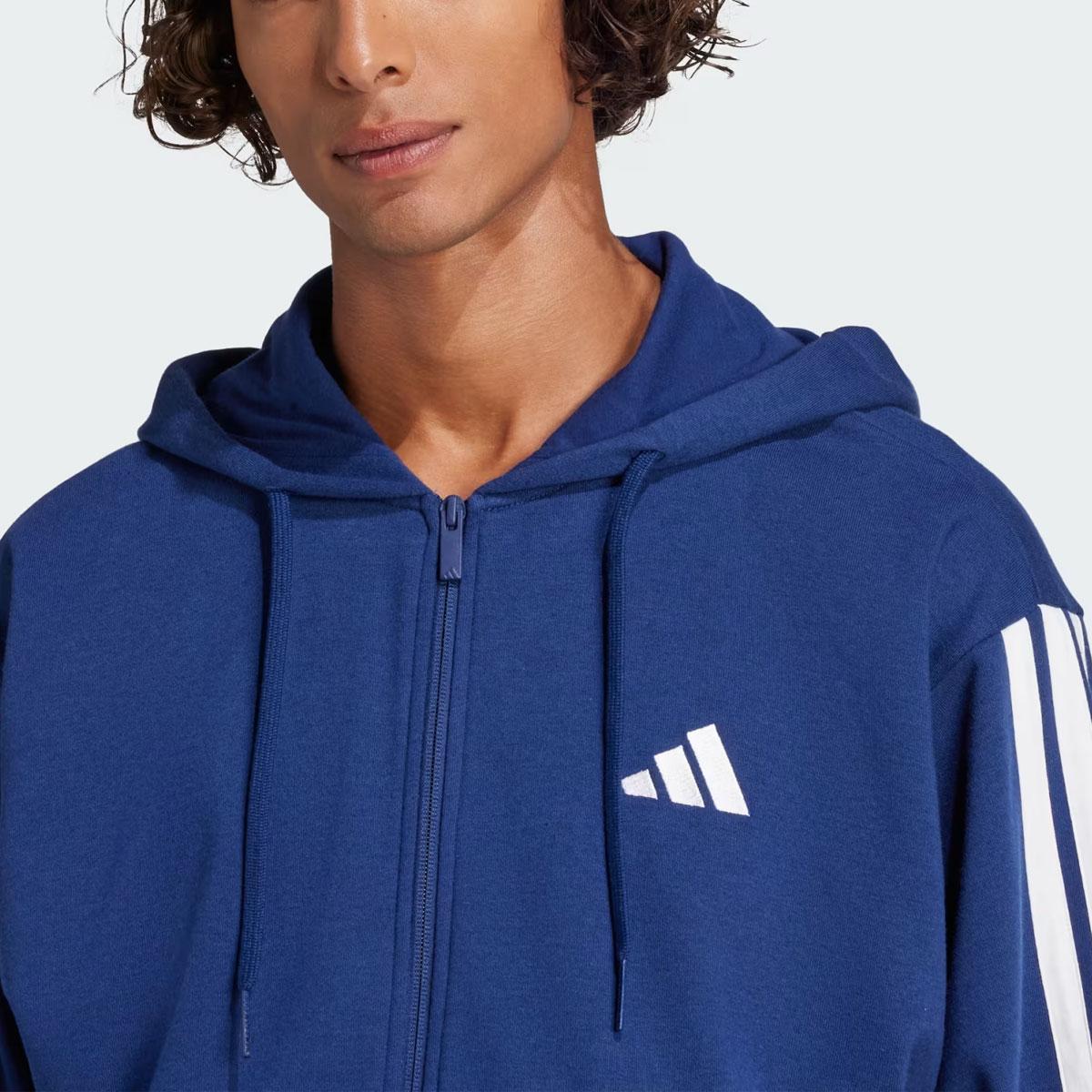 Felpa Adidas Con Cappuccio Essentials French Terry 3-Stripes Full-Zip da uomo rif. JE6341