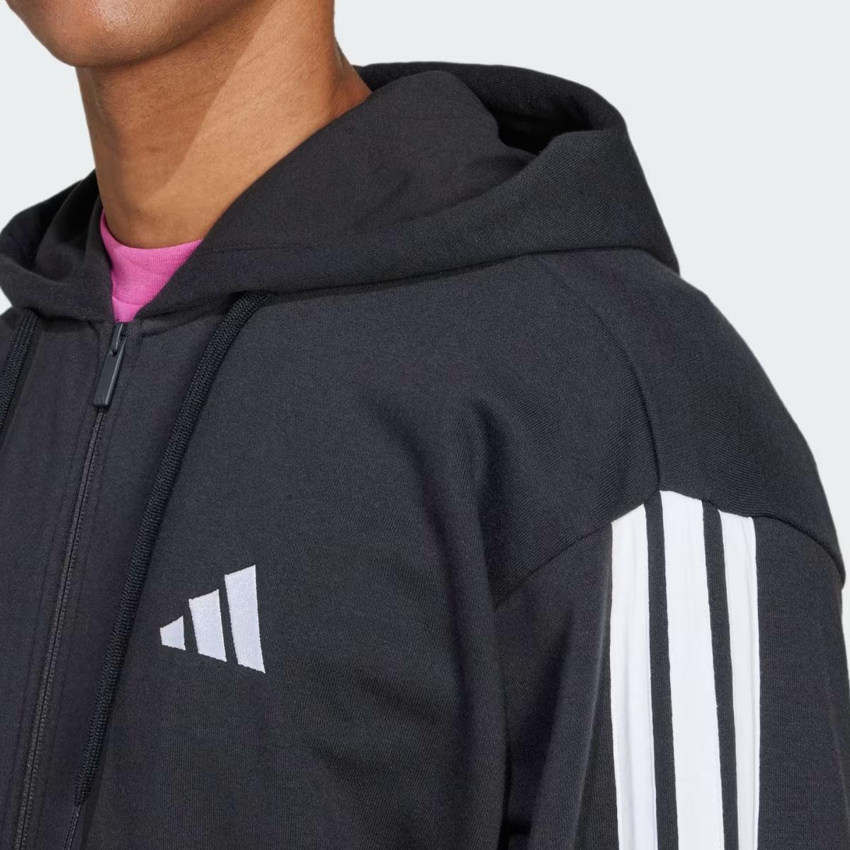 Felpa Adidas Con Cappuccio Essentials French Terry 3-Stripes Full-Zip da uomo rif. JD1877