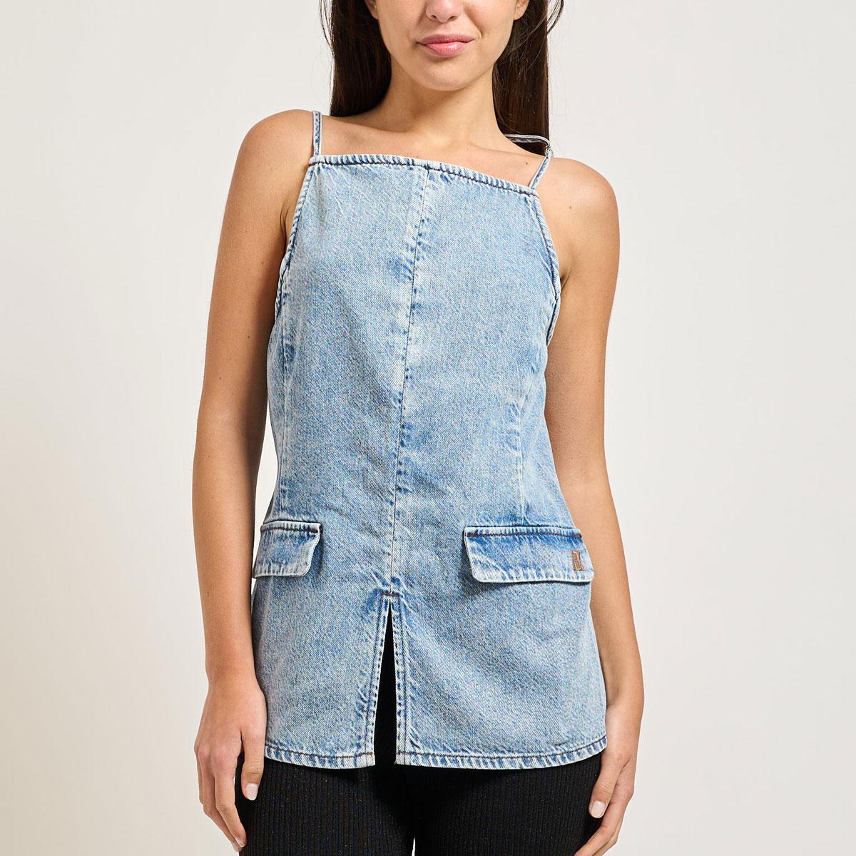 Top Armani Exchange in denim da donna rif. XW002844 AF21338