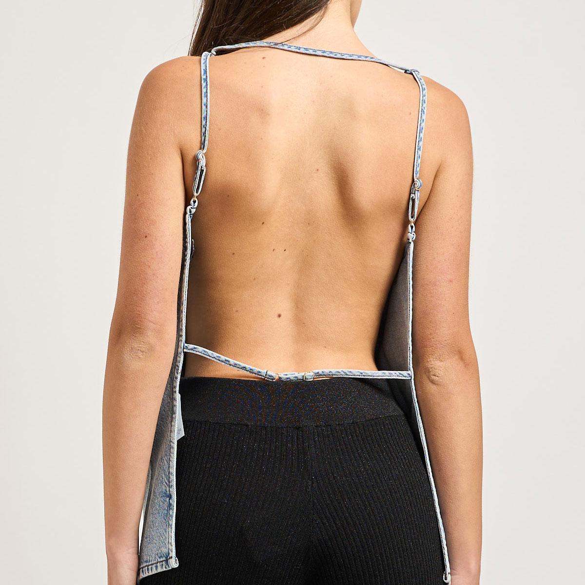 Top Armani Exchange in denim da donna rif. XW002844 AF21338