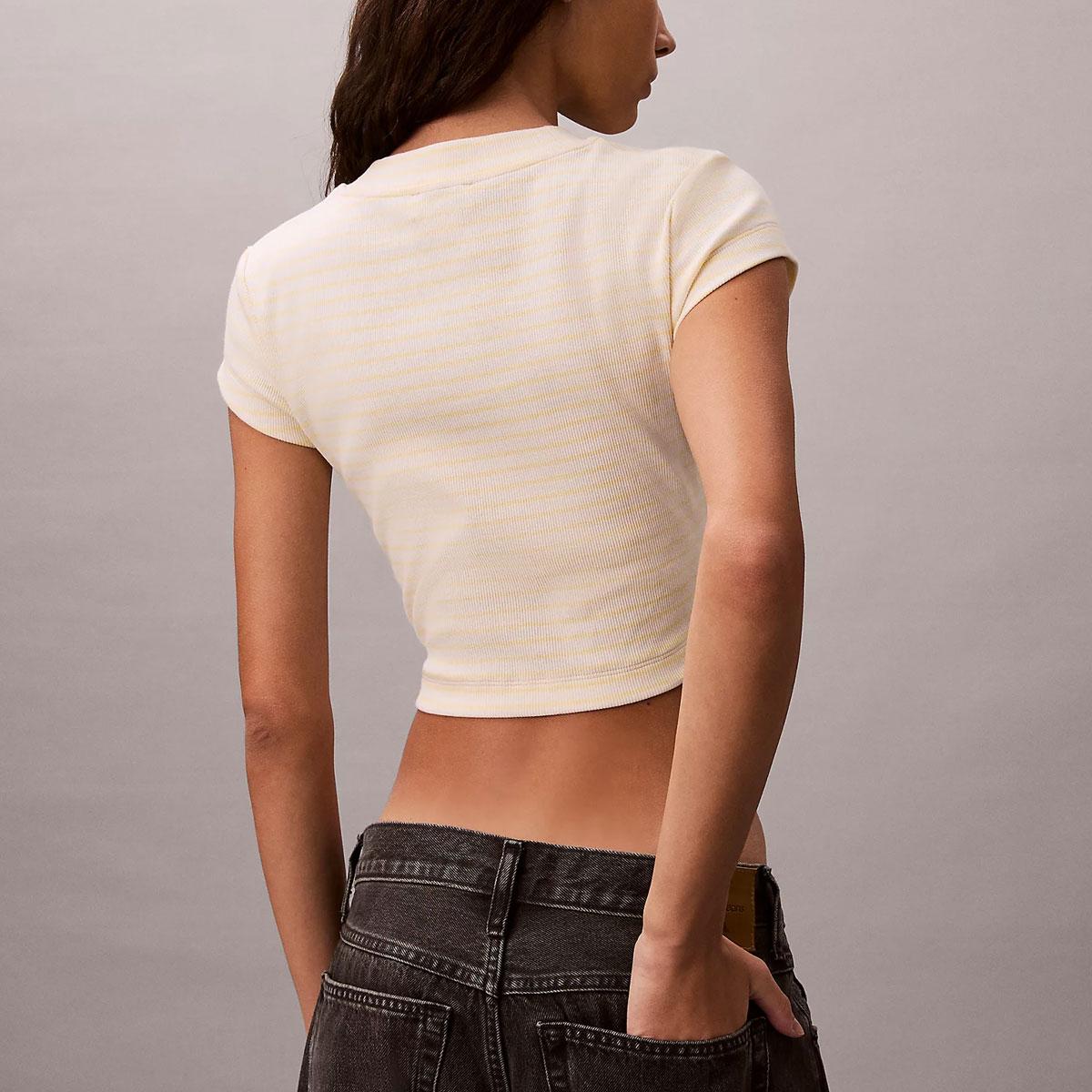 T-shirt Calvin Klein Jeans a righe a costine sottili da donna rif. LV047F833G