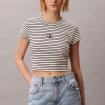 T-shirt Calvin Klein Jeans a righe a costine sottili da donna rif. LV047F833G
