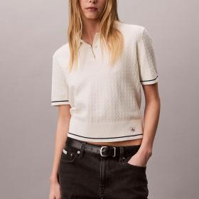 T-shirt Calvin Klein Jeans a maniche corte in maglia intrecciata da donna rif. LV047F320G