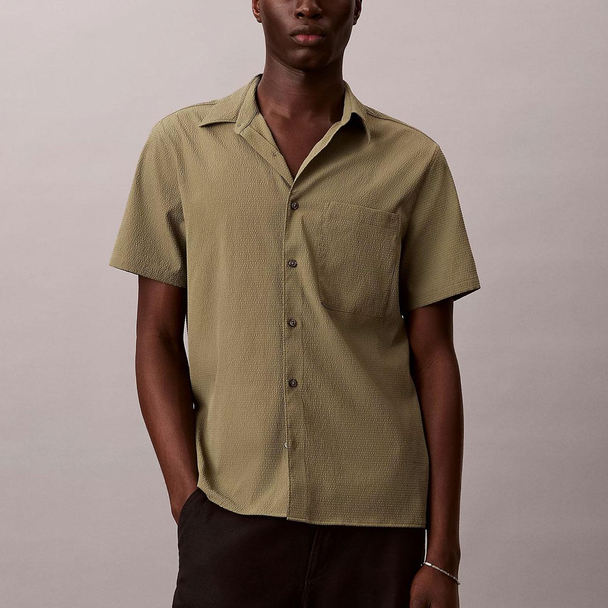 Camicia Calvin Klein a maniche corte in seersucker da uomo rif. LV04LF109G