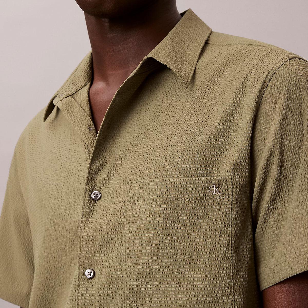 Camicia Calvin Klein a maniche corte in seersucker da uomo rif. LV04LF109G