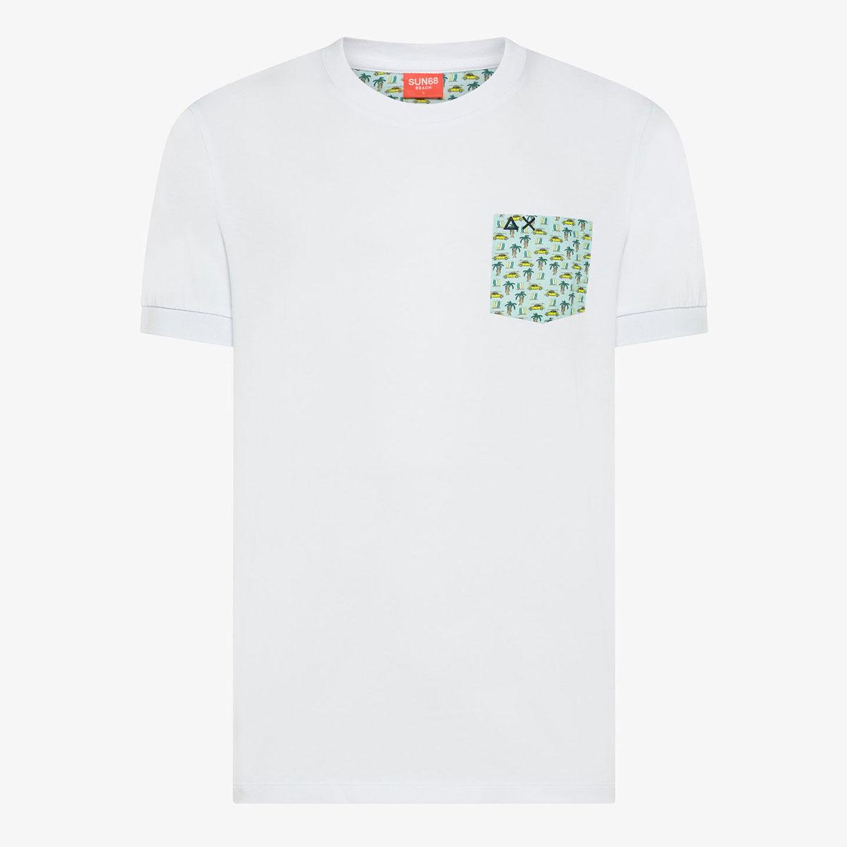 T-shirt Sun68 in jersey di cotone con taschino da uomo rif. T36143