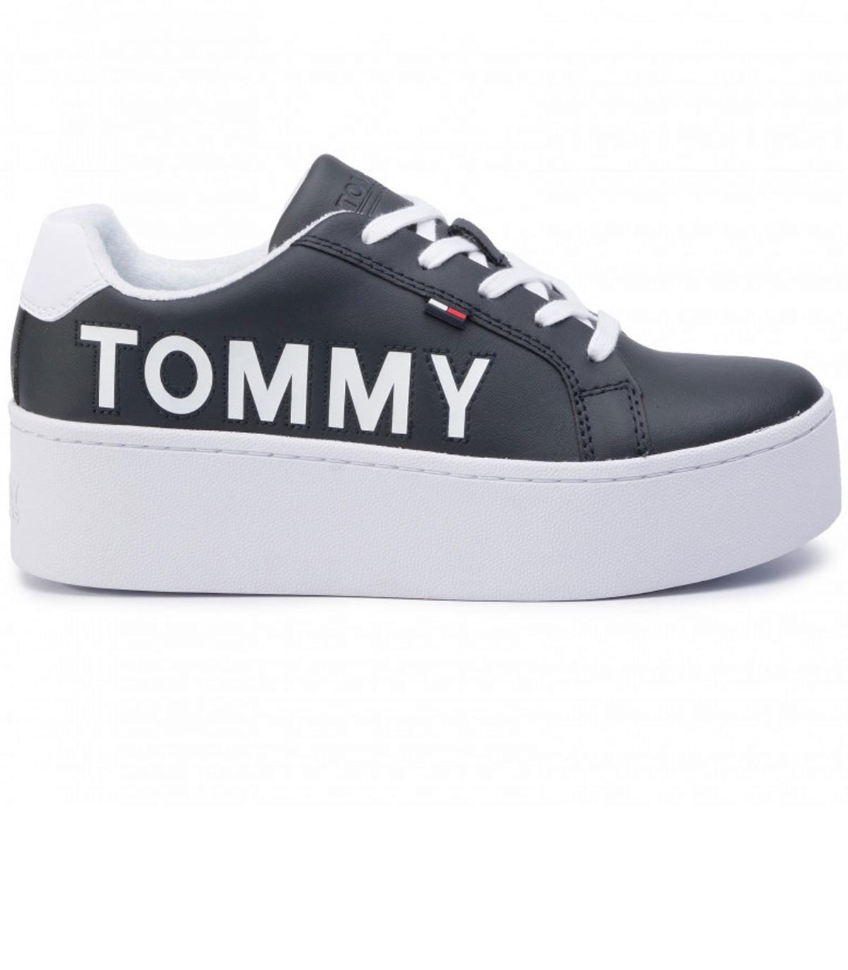 Scarpe Sneakers Tommy Jeans con suola alta in pelle donna EN0EN00597