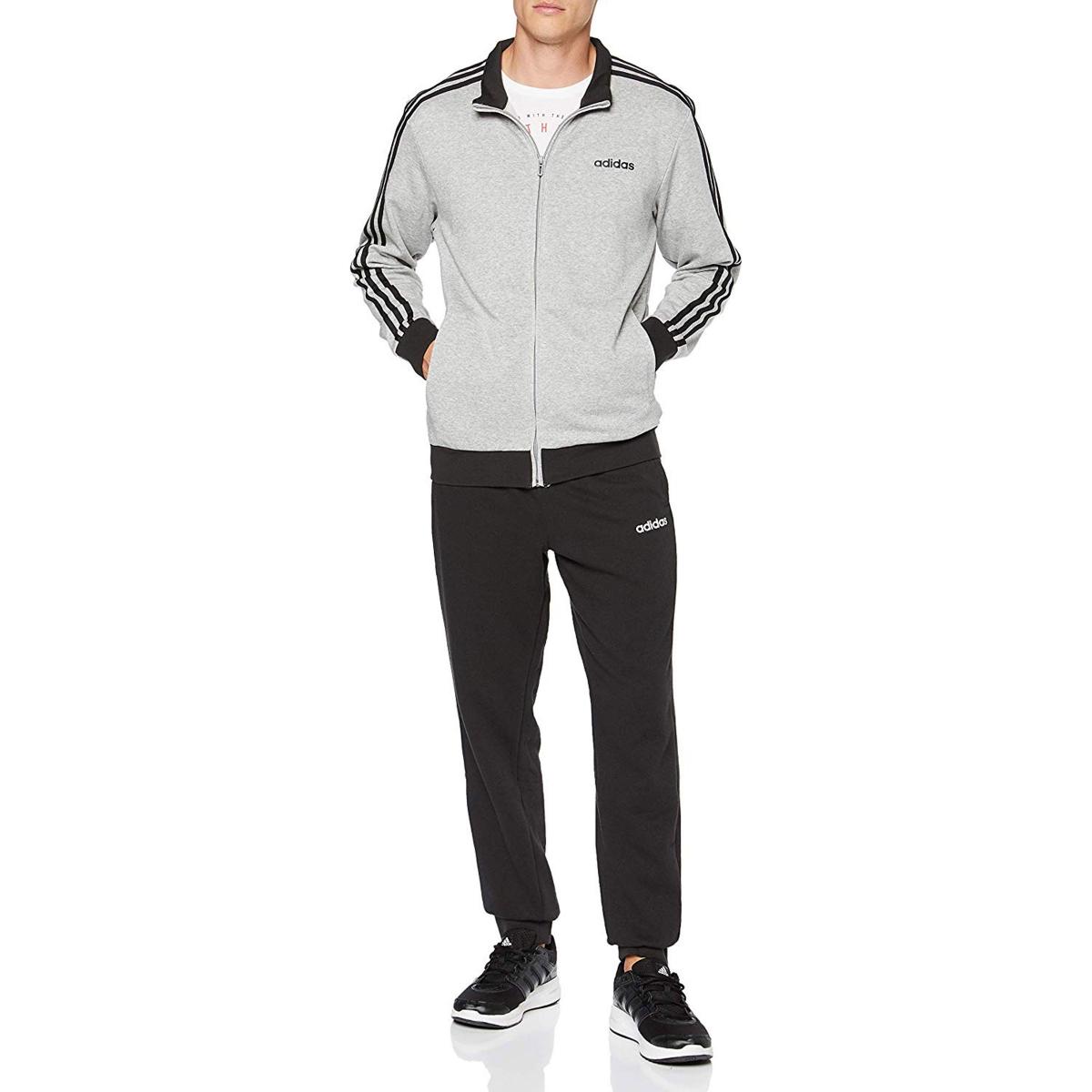 Tuta sportiva Adidas con felpa con zip e pantaloni da uomo rif. DV2444