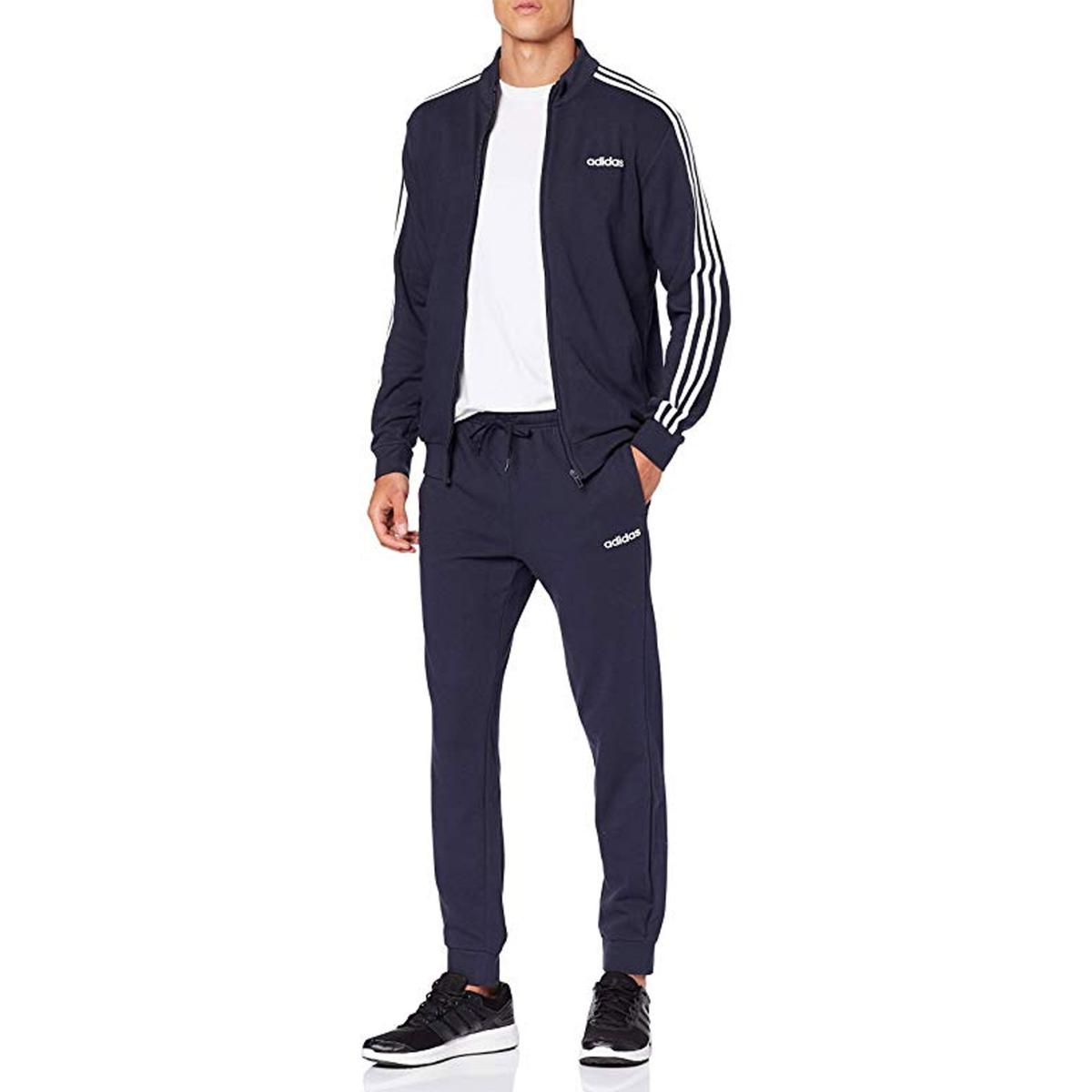 Tuta sportiva Adidas Cotton Relax da uomo blu ink bianco rif. DV2455