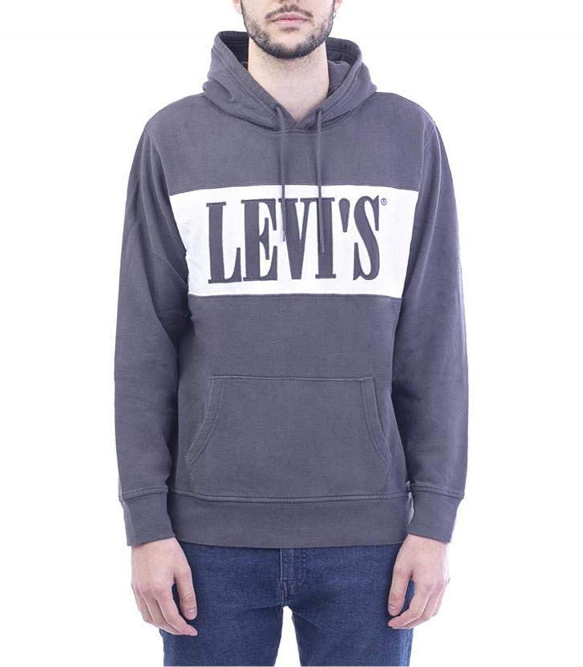 Felpa Levi's Hoodie Pieced con cappuccio e maxi logo da uomo rif 85620