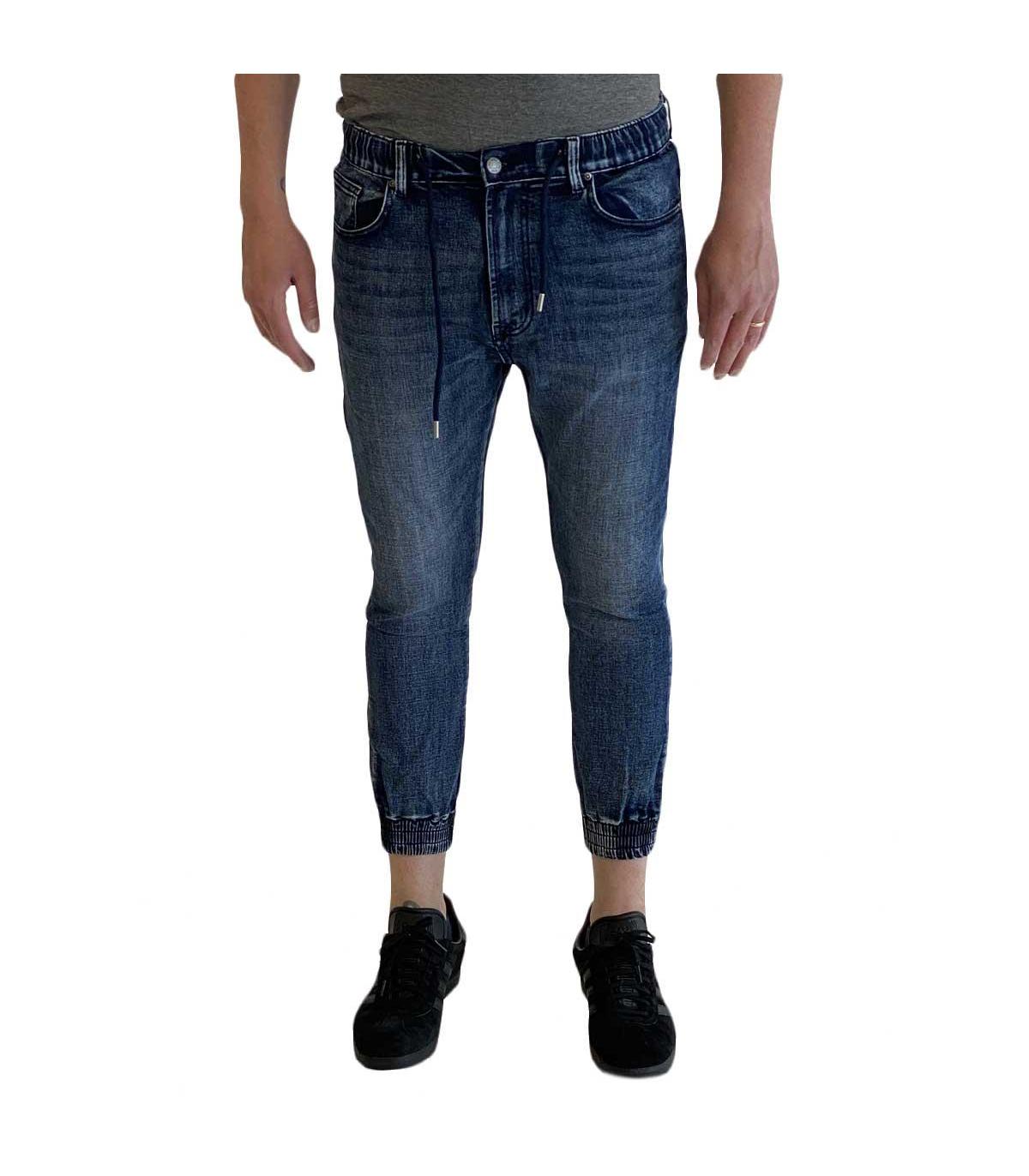 Jeans 5 tasche con elastico e laccio in vita primaverile da uomo rif. JK920K