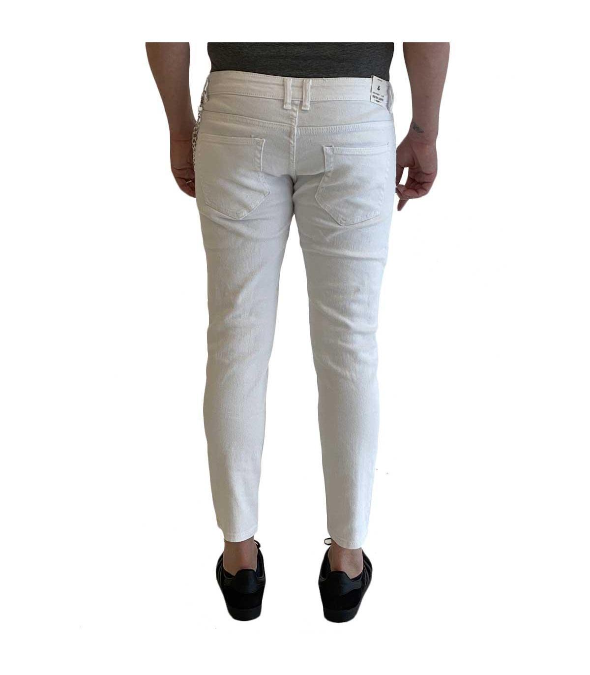 Jeans capri fit strappato sulle ginocchia denim white primaverile da uomo  rif. VIP9106