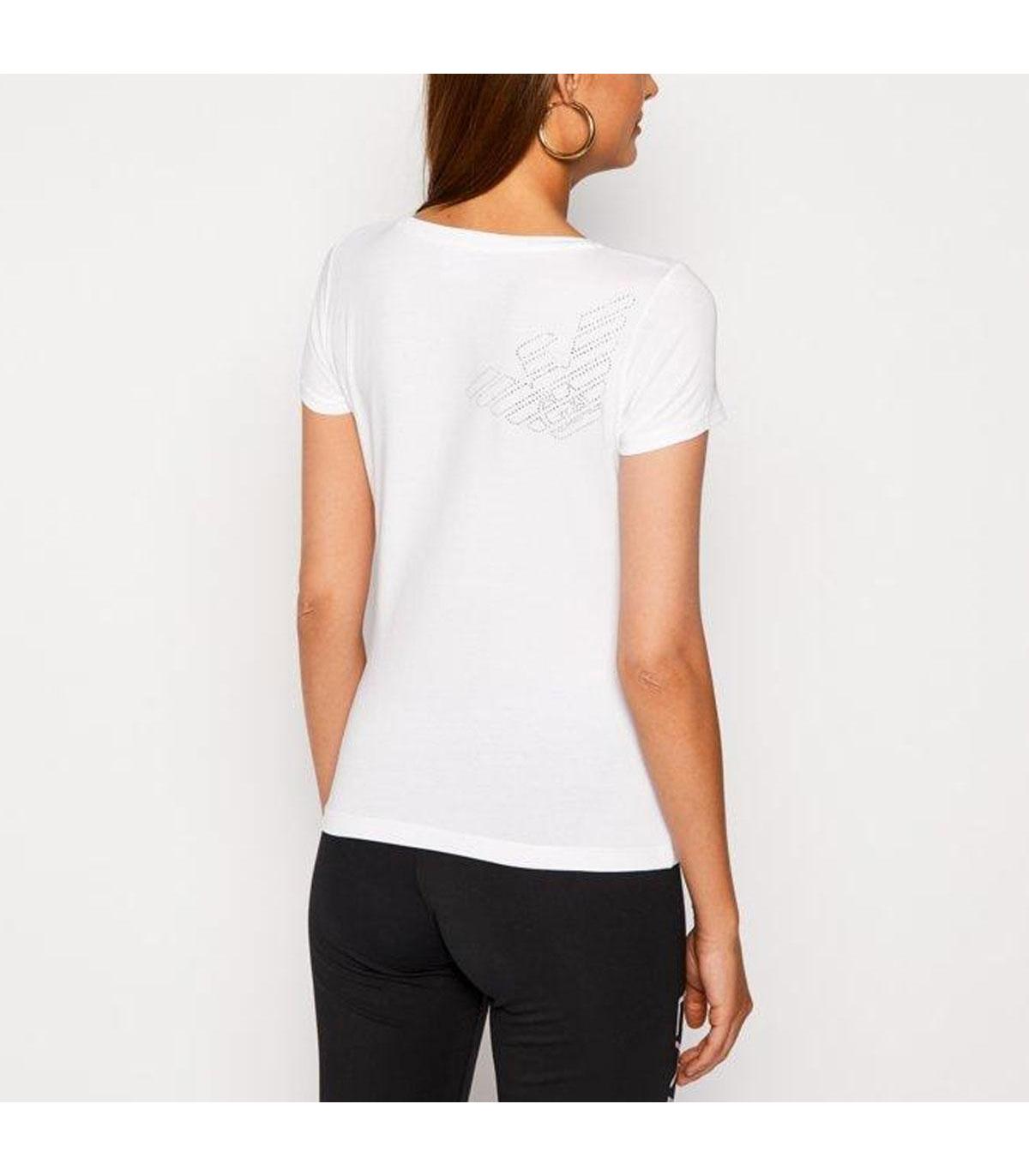 T-shirt donna EMPORIO ARMANI mezza manica con stampa logo sul davanti.