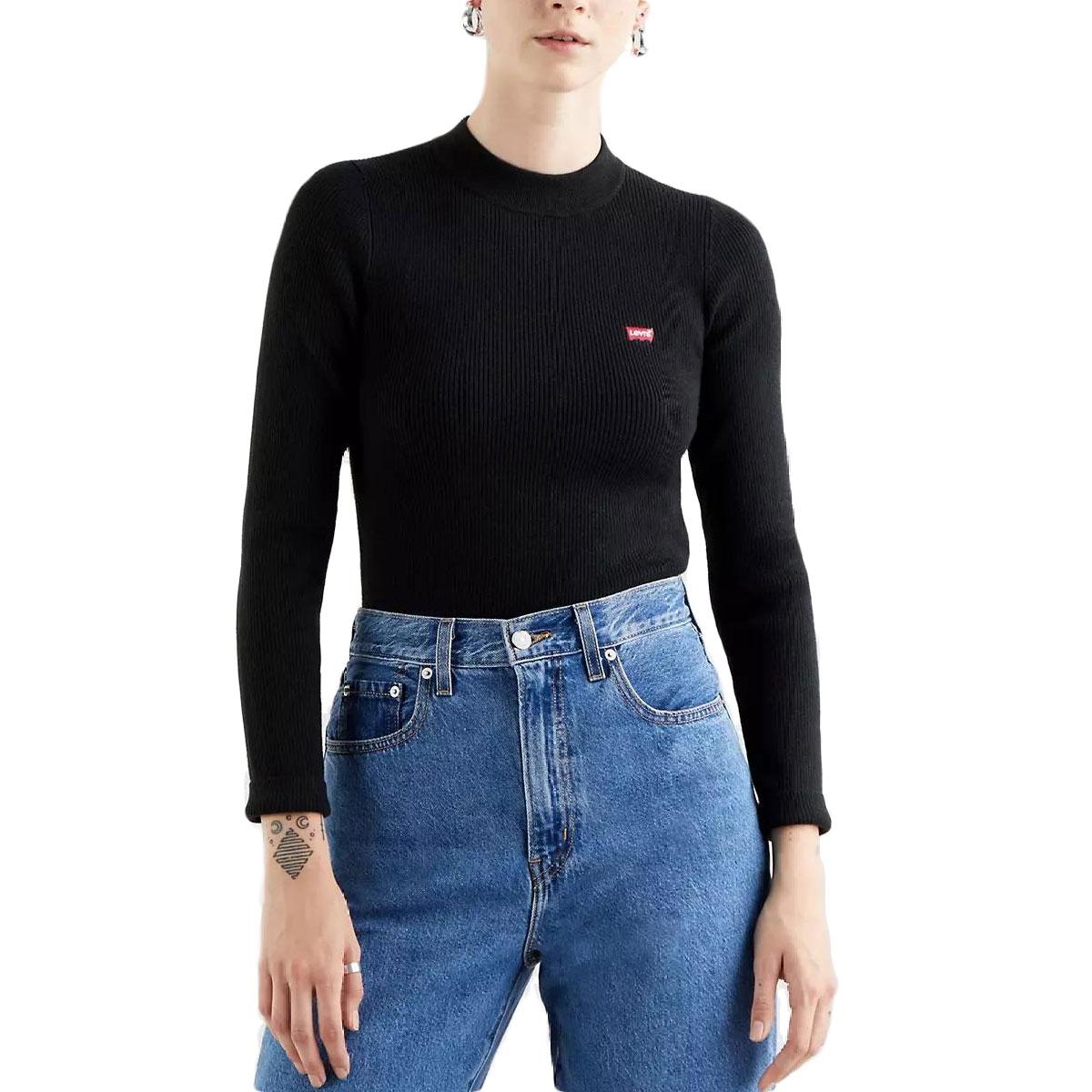 Felpa Levi's Donna Con Collo A Girocollo E Logo Batwing - Morbida Maglia A Coste - Foto 2