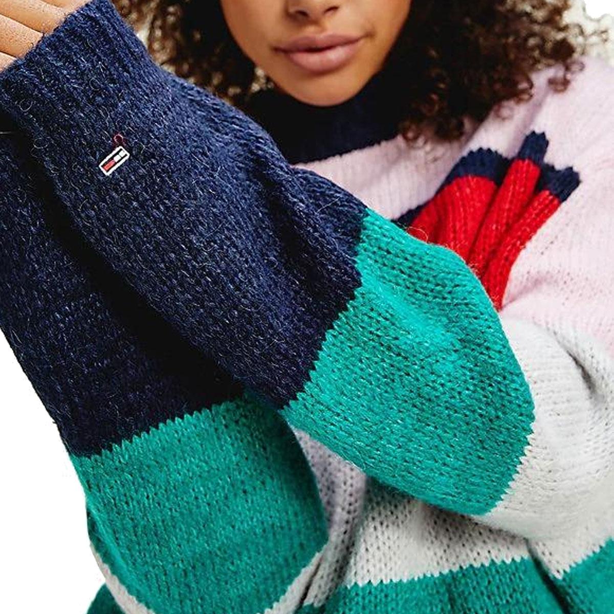 PULLOVER TOMMY JEANS color block con maniche a campana da donna rif.  DW0DW08868 EUR 89,91 - PicClick IT