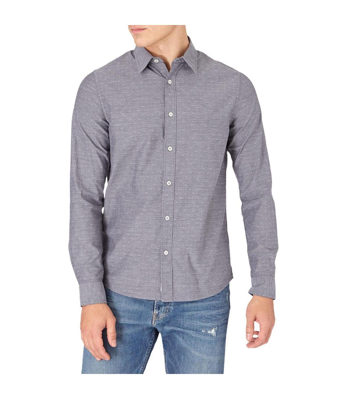 Camicia Calvin Klein Jeans Dobby slim a fantasia in cotone da uomo rif.  J30J316638