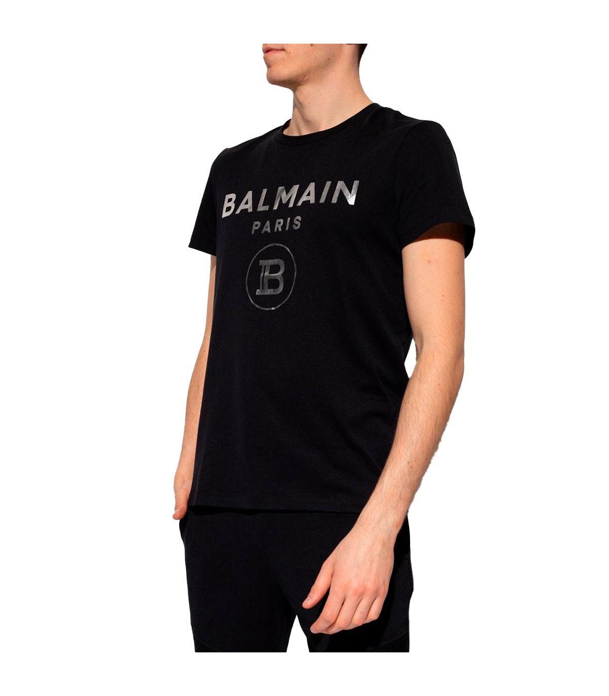 Balmain T-shirt azzurra in cotone con logo Balmain Paris nero Azzurro | T-Shirt  Uomo « Melisaramet
