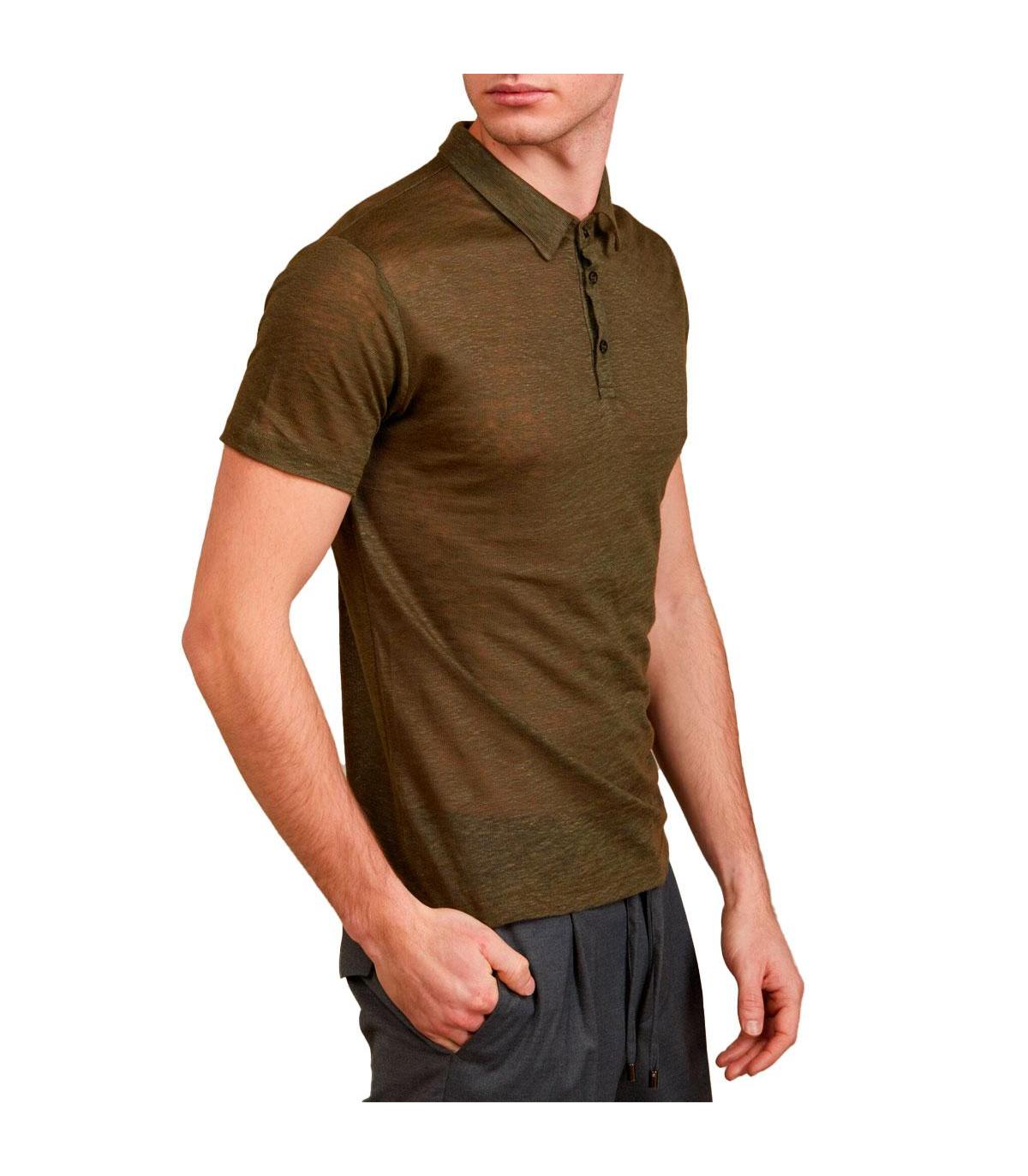 Polo Outfit in lino con 3 bottoni da uomo rif. OF1S2S1O007