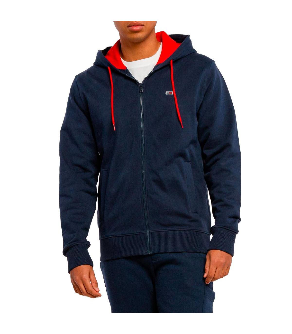 Felpa Tommy Jeans con cappuccio e zip e stampa posteriore da uomo rif.  DM0DM11629