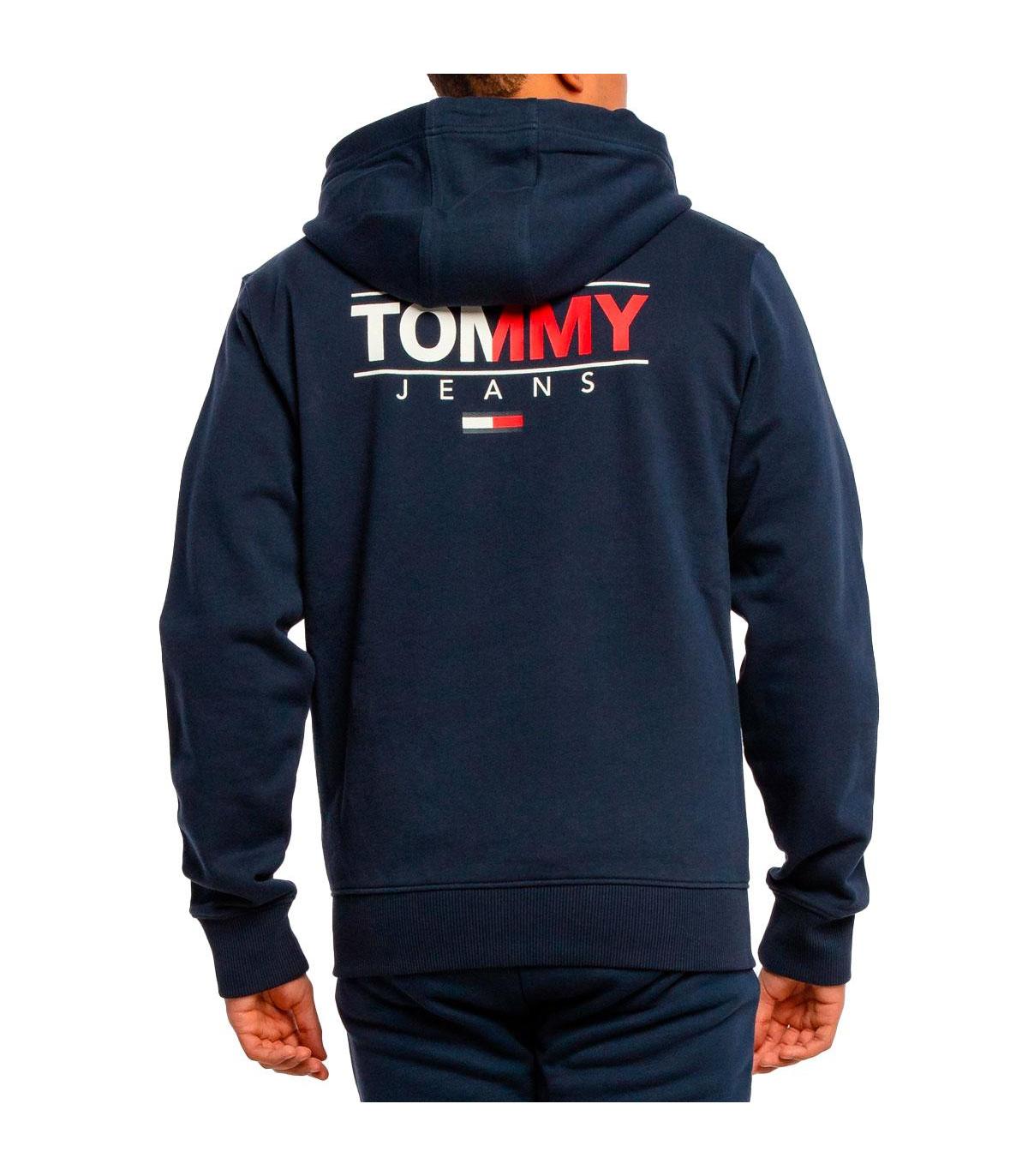 Felpa Tommy Jeans con cappuccio e zip e stampa posteriore da uomo rif.  DM0DM11629
