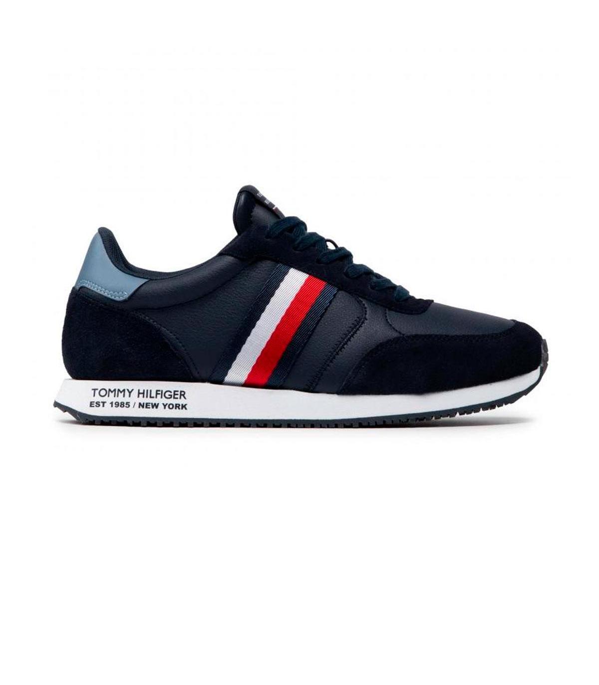 Scarpe Sneakers Tommy Hilfiger in pelle con nastro iconico da uomo rif.  FM0FM03736