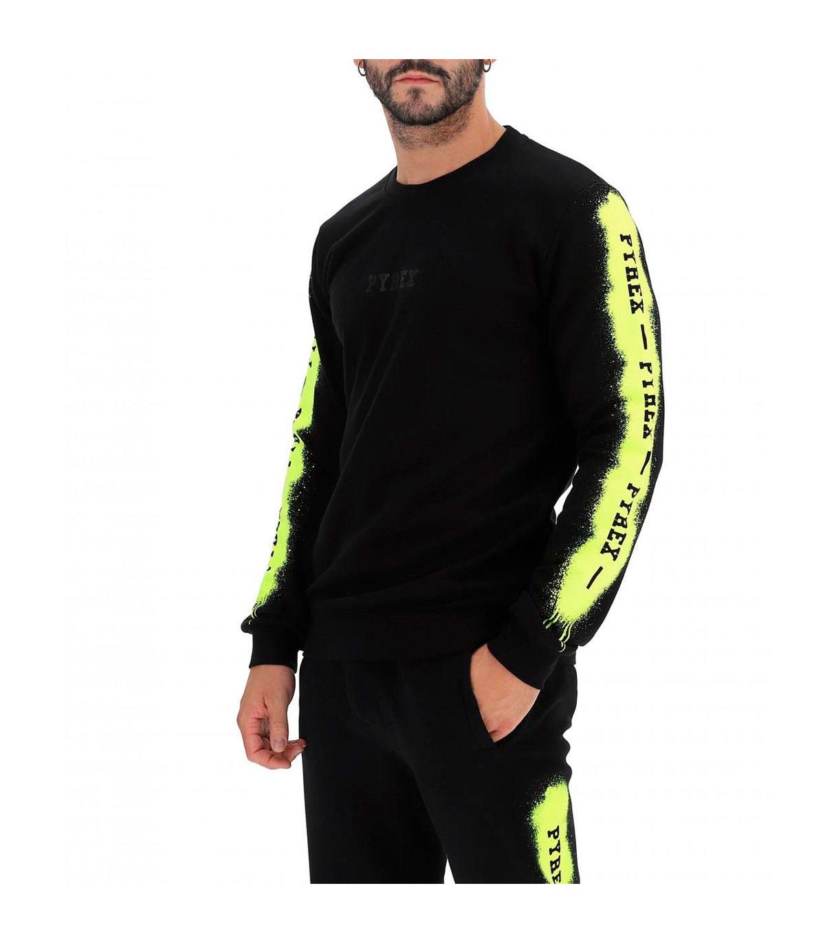 Felpa Pyrex con cappuccio e zip e bande laterali logate da uomo rif.  21IPB42536