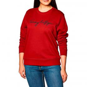 Felpa Tommy Hilfiger con logo ricamato sul petto da donna rif. WW0WW30659