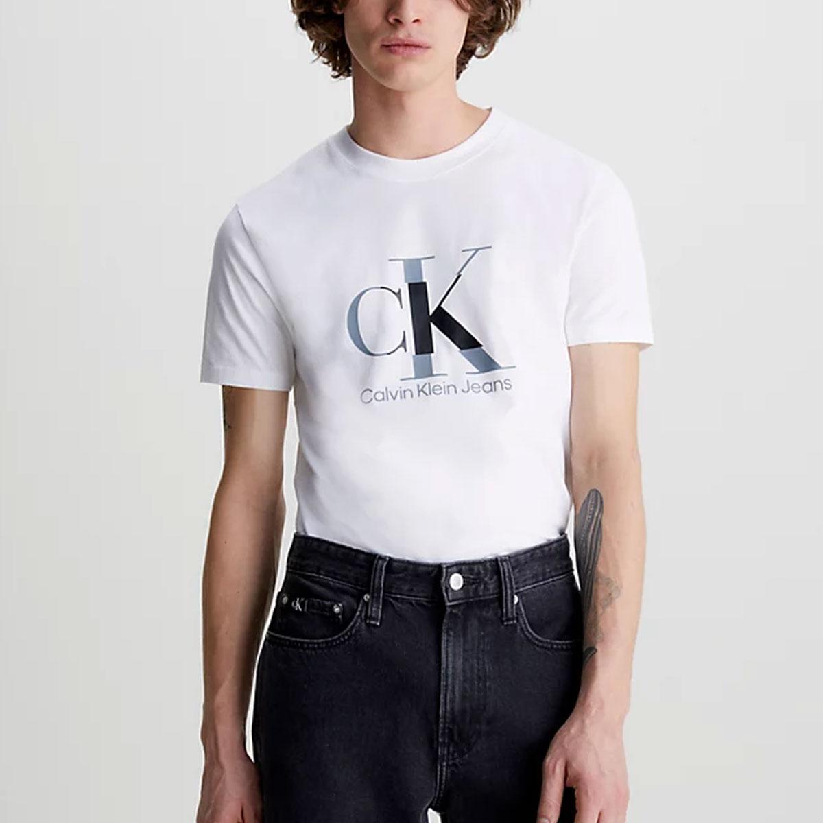 T Shirt Calvin Klein Jeans sottile con monogramma da uomo rif