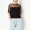 T-shirt Armani Exchange Cotton And Tulle Cropped da donna rif. 3RYTBY YJG3Z