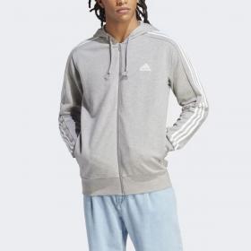 Felpa Adidas Con Cappuccio Essentials French Terry 3-Stripes Full-Zip da uomo rif. IC9833