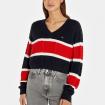 Maglione Tommy Jeans Pullover Crop A Righe Con Scollatura A V da donna rif. DW0DW15941