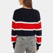 Maglione Tommy Jeans Pullover Crop A Righe Con Scollatura A V da donna rif. DW0DW15941